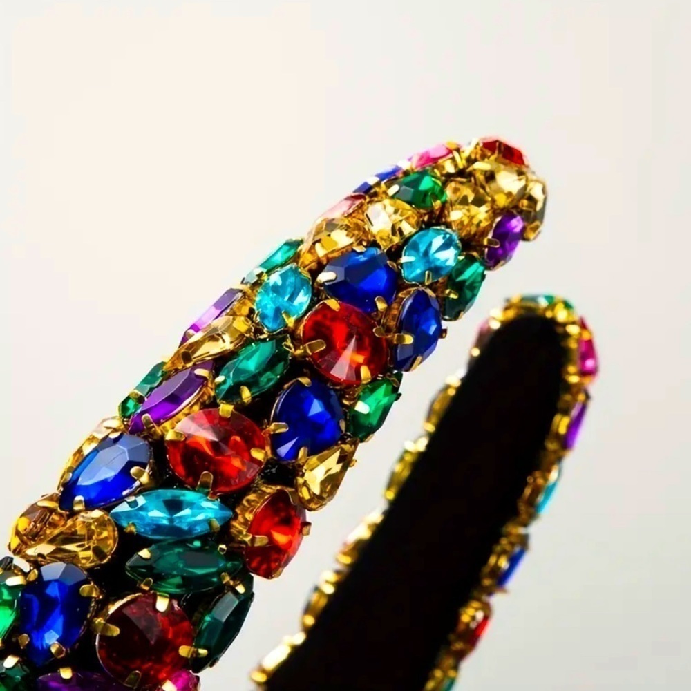 Baroque Style Multicolor Rhinestone Headband - Picture 3 of 4